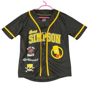 The Simpsons Bart Simpson Baseball Jersey Graphic Button Front 8 Boys Streetwear